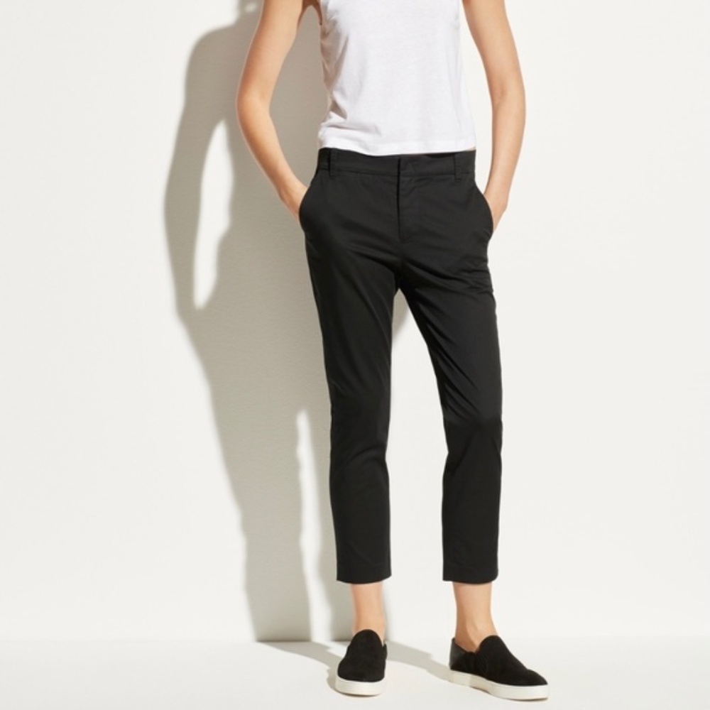 $195 EUC Vince Boyfriend Trouser Chino Women’s Pants Stretch Cotton Sz. 8 Black